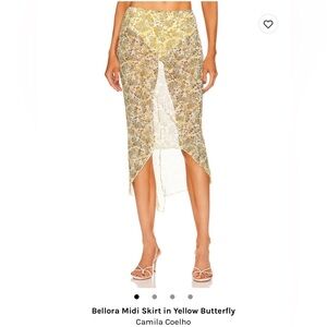 Camila Coelho Bellora Midi Skirt Yellow Butterfly